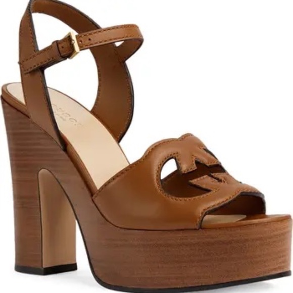 Gucci Interlocking G Cutout Platform Sandal in Cuir- 38.5 - Picture 1 of 8